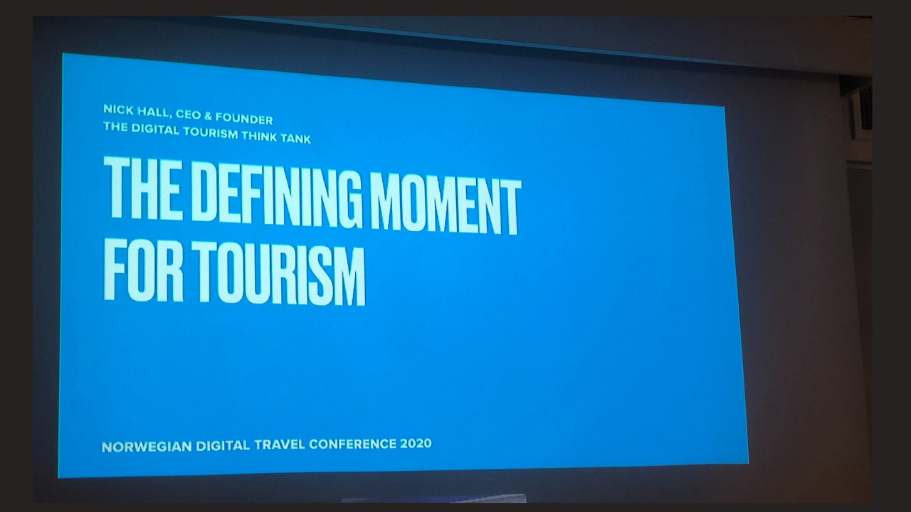 Nick Hall presenterer på Norwegian Digital Travel Conference 2020. 
