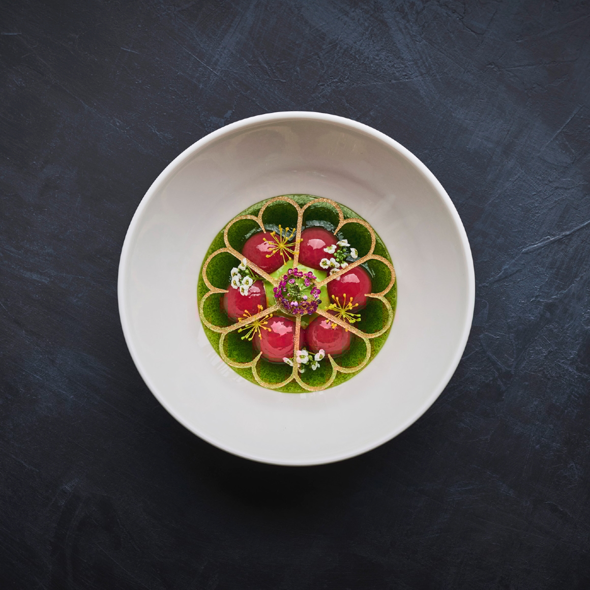 Team Norges forrett i takeaway-menyen som presentert til dommerne i Bocuse d'Or 2021.