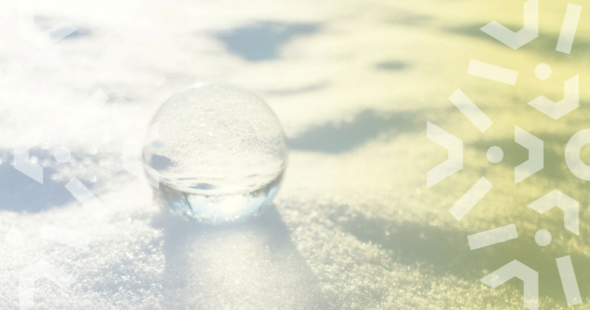 banner med snø og grafikk.