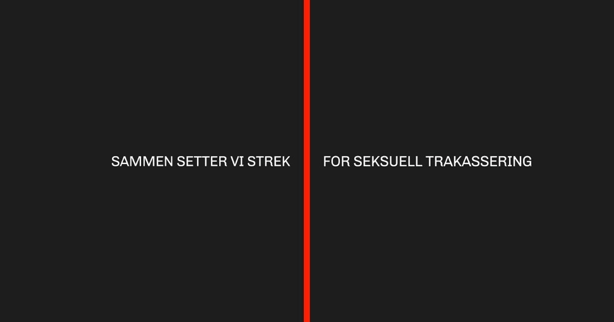 Logo for "Sammen setter vi strek"-kampanjen og veilederen for å forebygge og håndtere seksuell trakassering på arbeidsplassen".