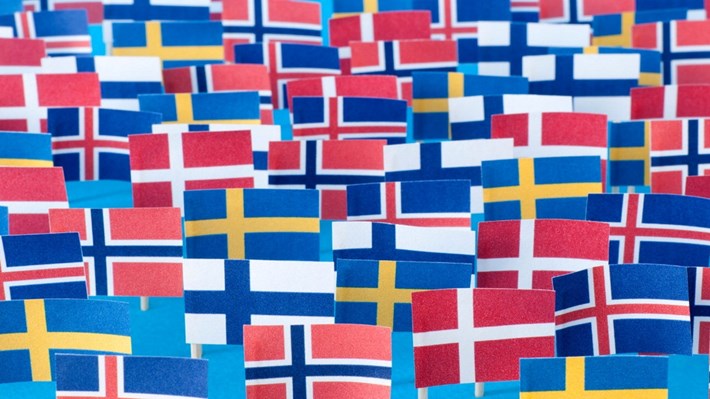 Nordiske flagg. Foto.